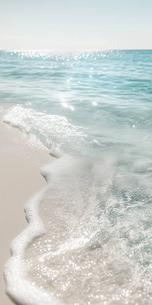 Écume de mer scintillante sur le rivage sablonneux