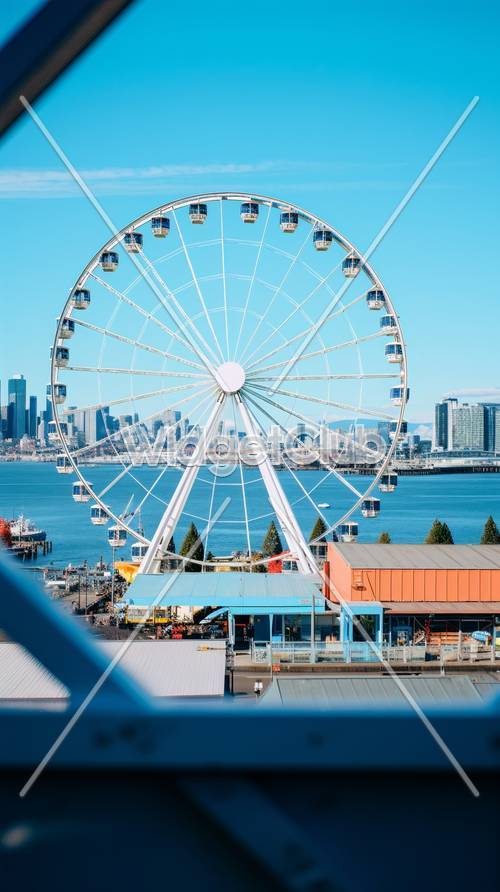 Giant Ferris Wheel with City Skyline View