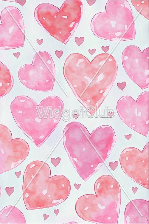 Pink Watercolor Hearts Pattern