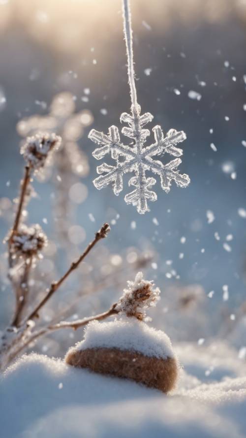 A snowflake landing on a warm woolen mitten. Tapet [3e52dfdcf41349d88d35]