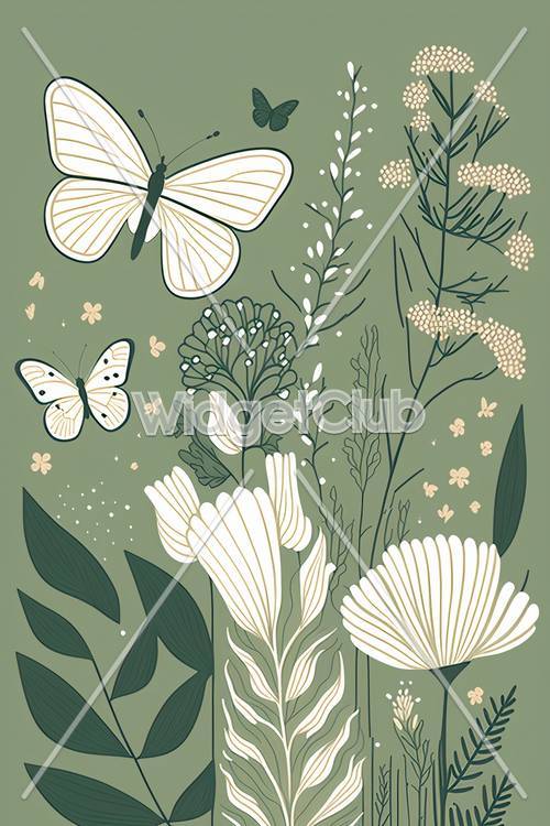 Colorful Spring Flowers and Butterflies Design