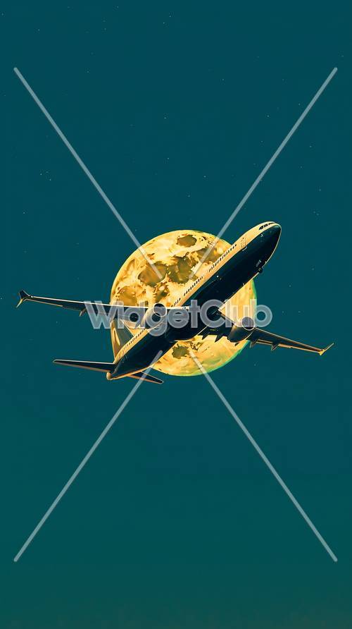 Moonlit Airplane Flight