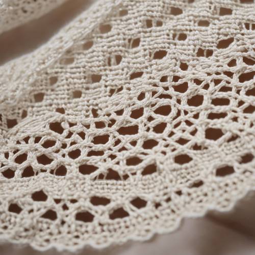 Toma macro de encaje de crochet, destacando la complejidad del diseño y la artesanía.