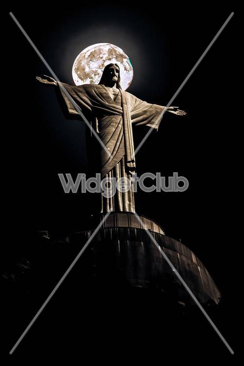 Estátua do Cristo Redentor ao luar