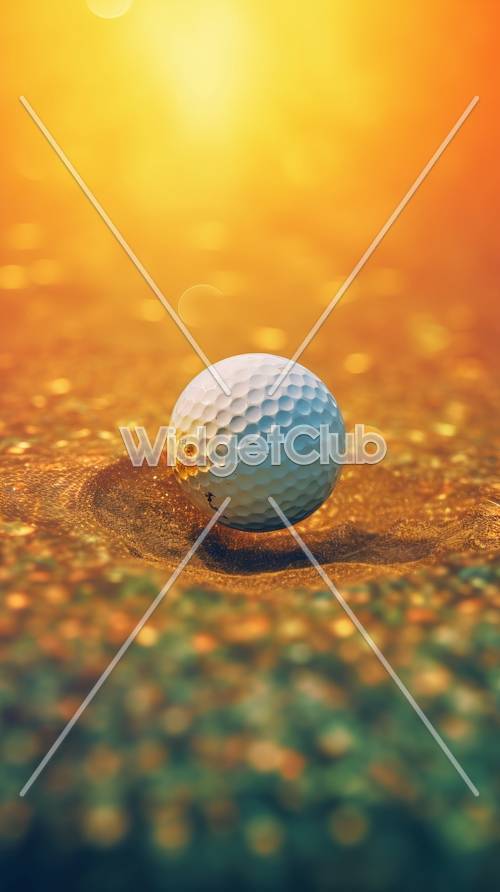 Luz dorada brillando sobre una pelota de golf