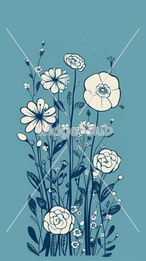 Blue Floral Delight for Your Screen