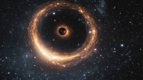 周囲の星を吸収する不気味なブラックホール壁紙