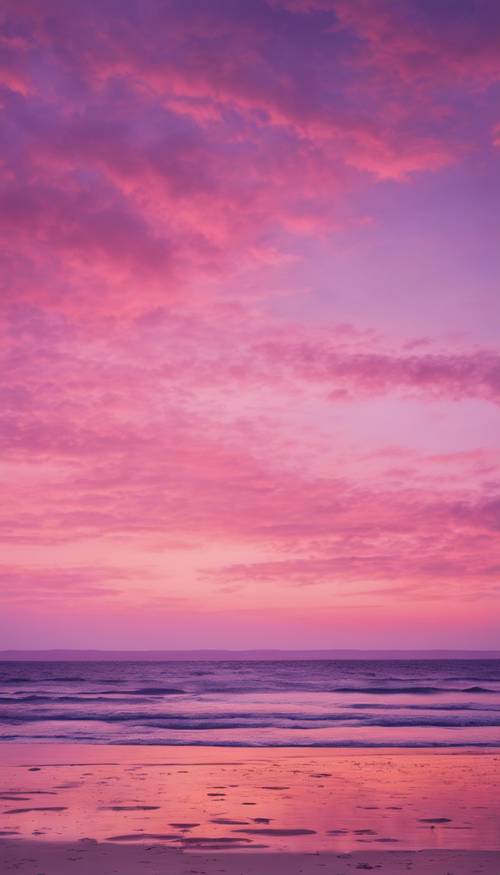 Un coucher de soleil apaisant avec des teintes de rose et de violet dans un motif ombré.