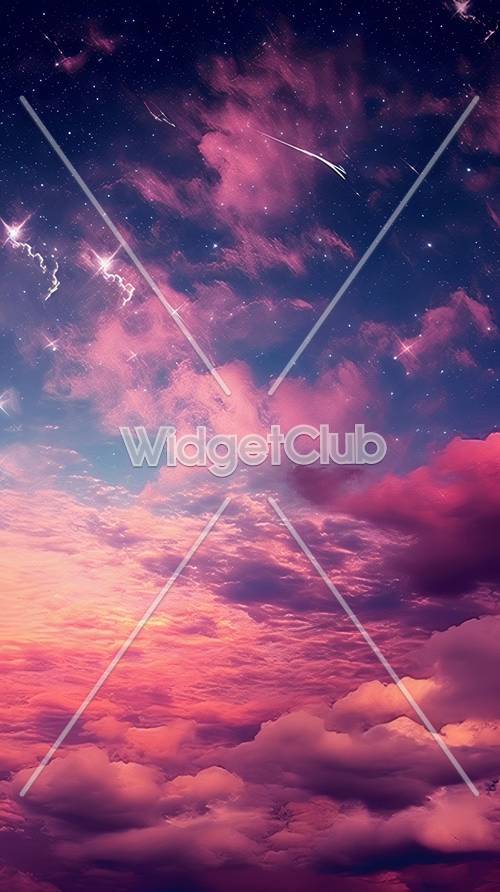 夕暮れの星空とピンクの空 - 可愛い壁紙デザイン