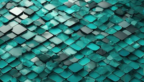 A mosaic of irregular shapes and shades of teal forming a stunning abstract image. Tapeta [f197cdc2e7db4ed0a859]