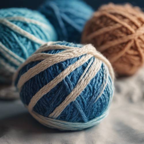 Ombre yarn balls richly transitioning from deeper shades of blue at the centre to lighter shades at the surface.