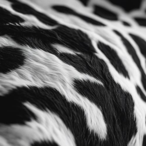 Motyw przedstawiający niezwykłe i abstrakcyjne czarno-białe łaty charakterystyczne dla krowiego futra.