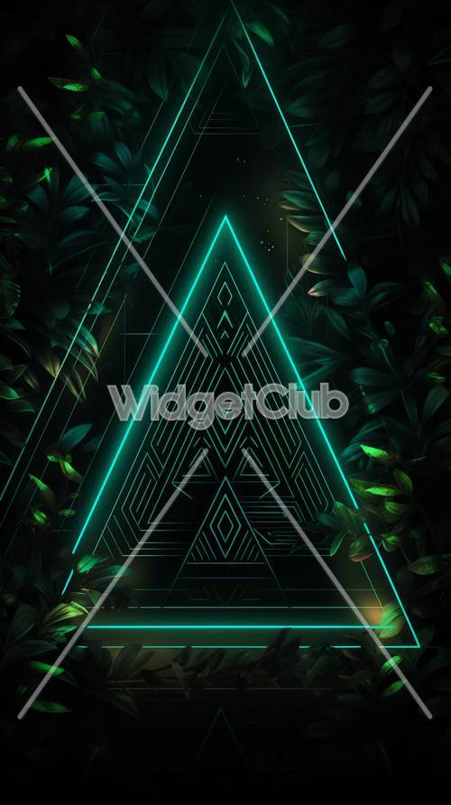 Tam giác đèn neon trong rừng lá xanh