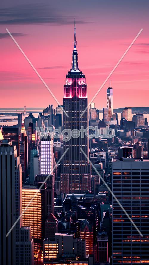 Sunset Over New York City Skyline