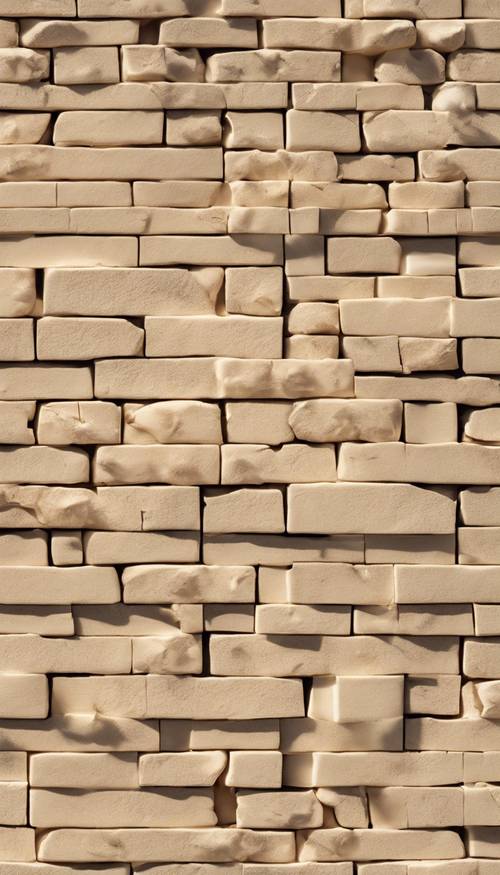 Close-up texture shot of cream bricks on a sunny day Tapeta [7125d887952249869379]