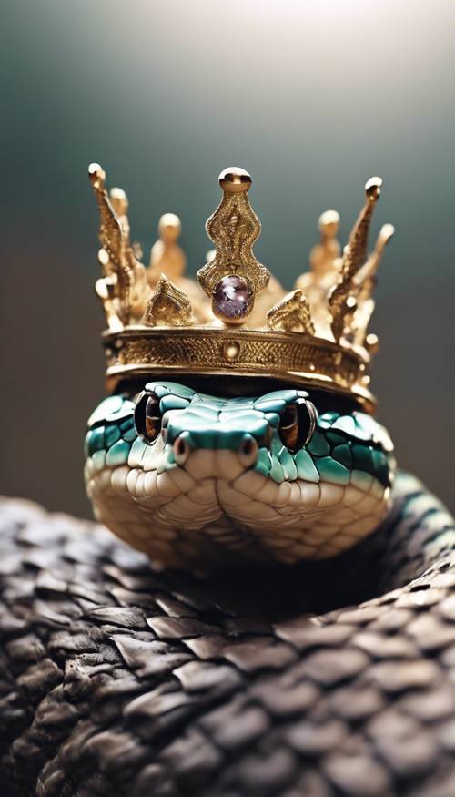 Adorable snake with a crown, encapsulating royal cuteness.