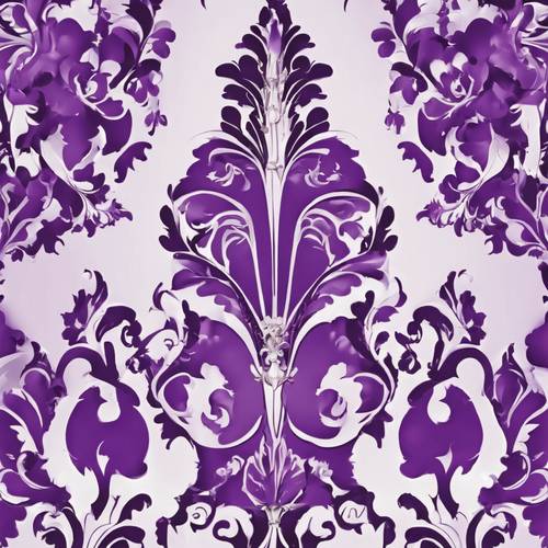 上品でクラス感満載の紫と白が踊る、美しいダマスク模様の壁紙