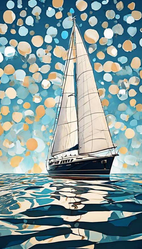 A luxurious, modern yacht sailing smoothly in the vast, sparkling blue ocean under a clear sky. Tapeta [b7ea44d6b4cc4acf97c0]