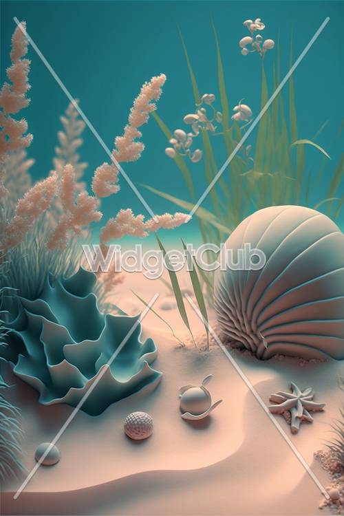Underwater Scene with Sea Creatures and Plants Wallpaper[4fb85a6a7a78414dbbd8]