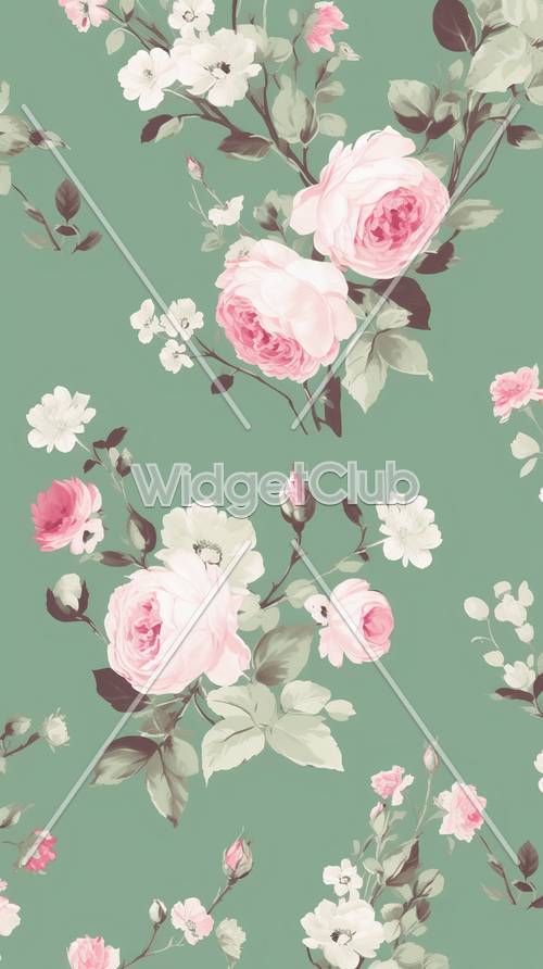 Beautiful Pink Roses on a Soft Green Background