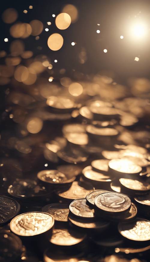 Ein Haufen Münzen glitzert im Mondlicht.