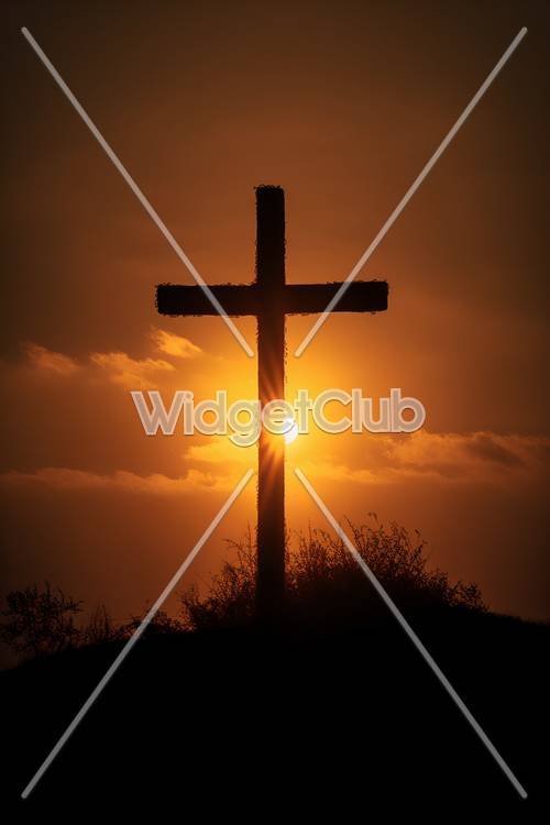 Sonnenuntergang hinter dem Kreuz