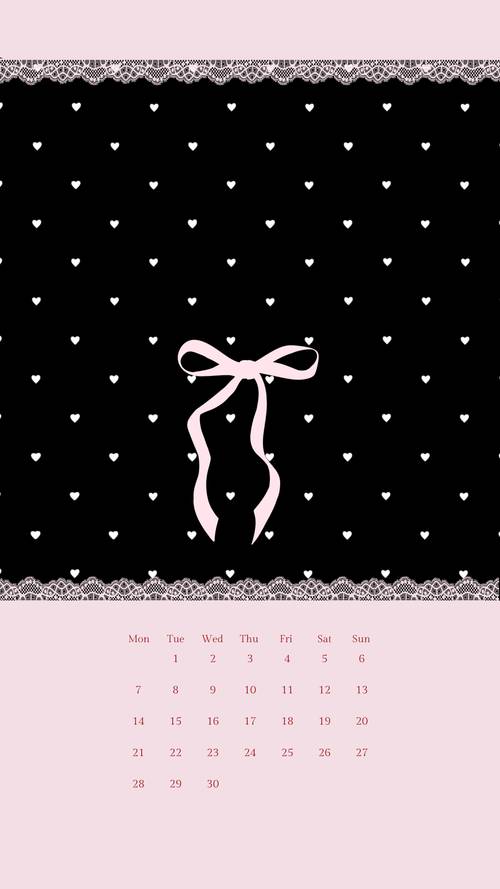 Lindo fundo de calendário com fitas e corações