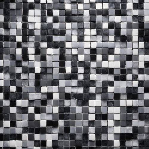 A heart made up of mosaic tiles varying in shades from black to gray. Tapet [6c898c457fd24da29948]