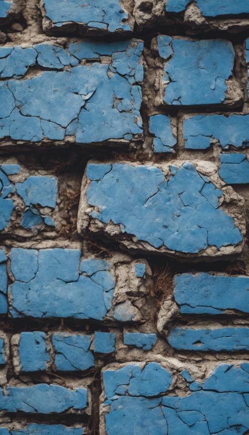 Sebuah batu bata biru tua dan usang dengan sudut-sudutnya terkelupas. Wallpaper [354f7e929042405ca414]