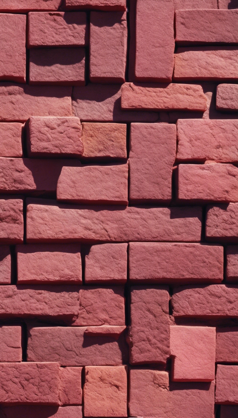Burgundy bricks arranged in an unusual pattern in sunlight 牆紙[8f571474194f46d19616]