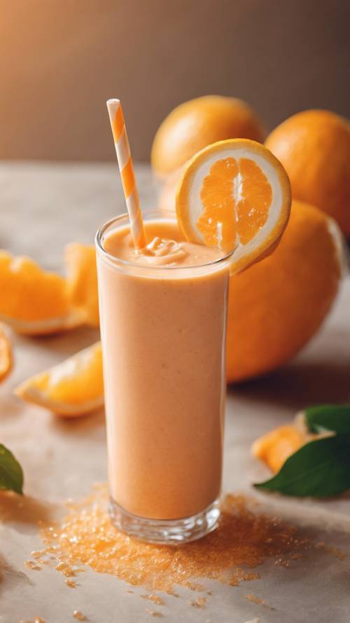 さわやかなオレンジ色の柑橘系スムージー