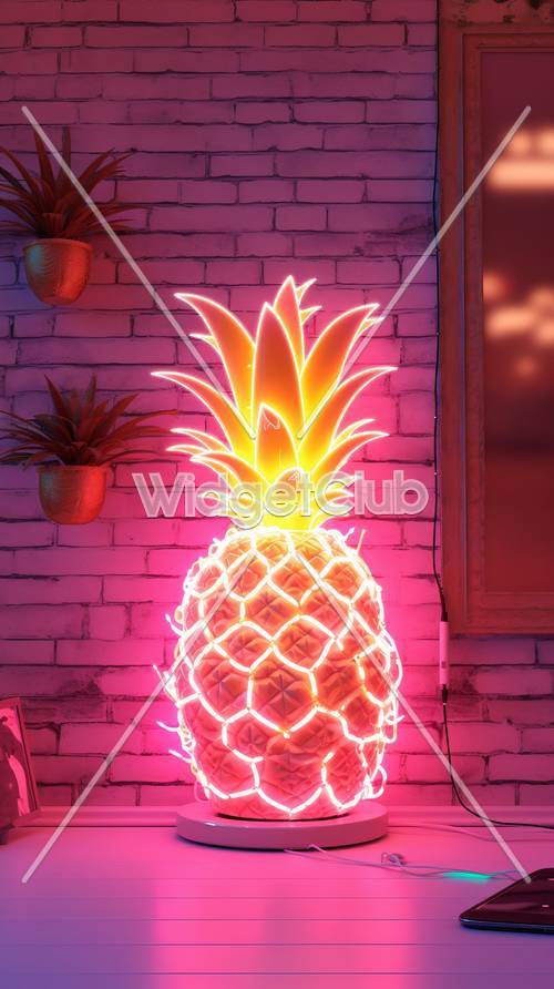 Parlayan Ananas Neon Işık Sanat Eseri