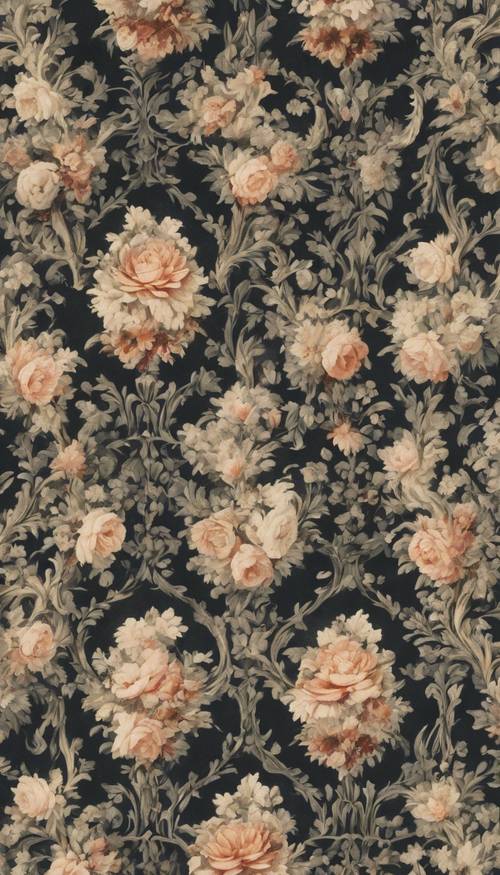 维多利亚时代的古董花卉壁纸设计。