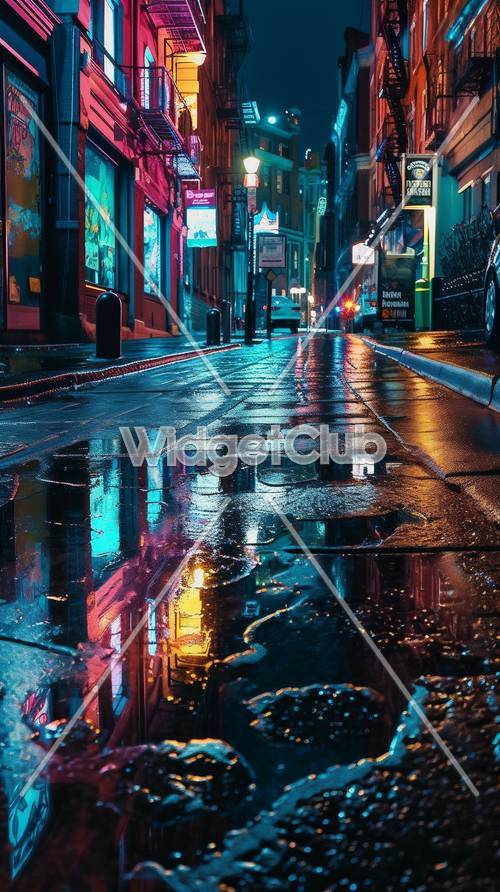 Şehir Caddesi&#39;nde Yağmurlu Gece