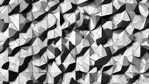 Black and white geometric shapes in Escher style tessellation