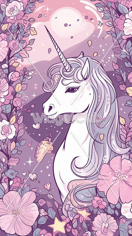 Magical Unicorn in a Floral Fantasy