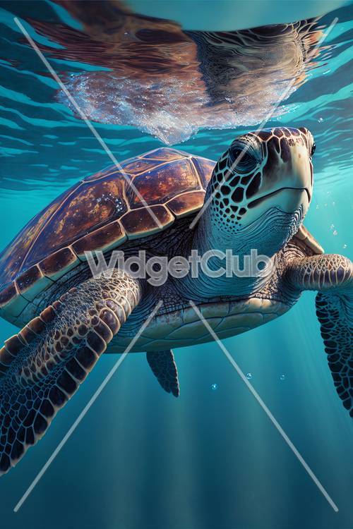 Swimming Sea Turtle Close-Up