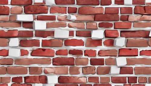 다양한 빨간색과 흰색 벽돌, 일부 새 벽돌, 일부 오래된 벽돌, 일부 부서진 벽돌, 일부 부드러운 벽돌을 보여주는 매끄러운 패턴입니다.