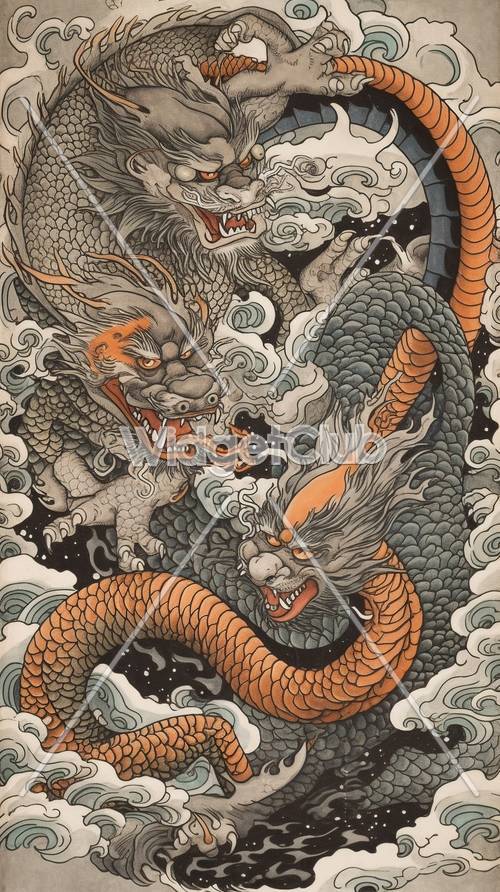 Mighty Dragons Swirling in the Sky Tapeta [7ce79c8596d14e83abc5]
