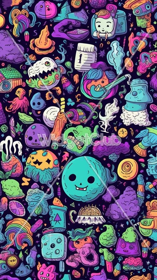Colorful Cartoon Monsters and Fun Patterns壁紙[a34e8a157bd44d4a8ae8]