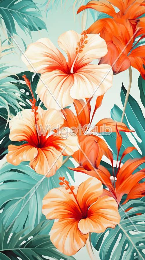 Tropical Flowers and Leaves Art