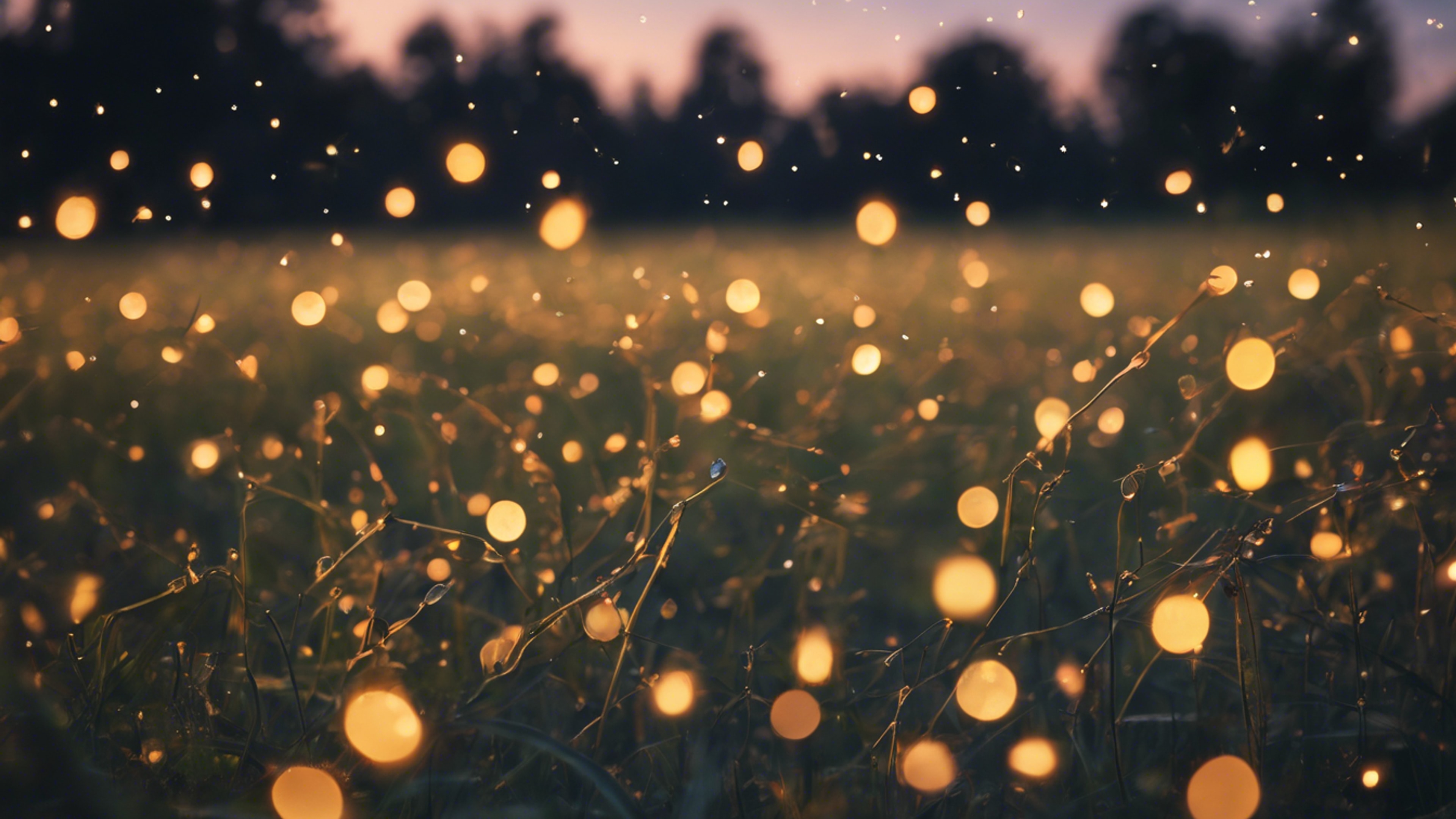 A star-covered sky over a field of fireflies in the early evening.壁紙[ff9882504a5645b5bdf1]