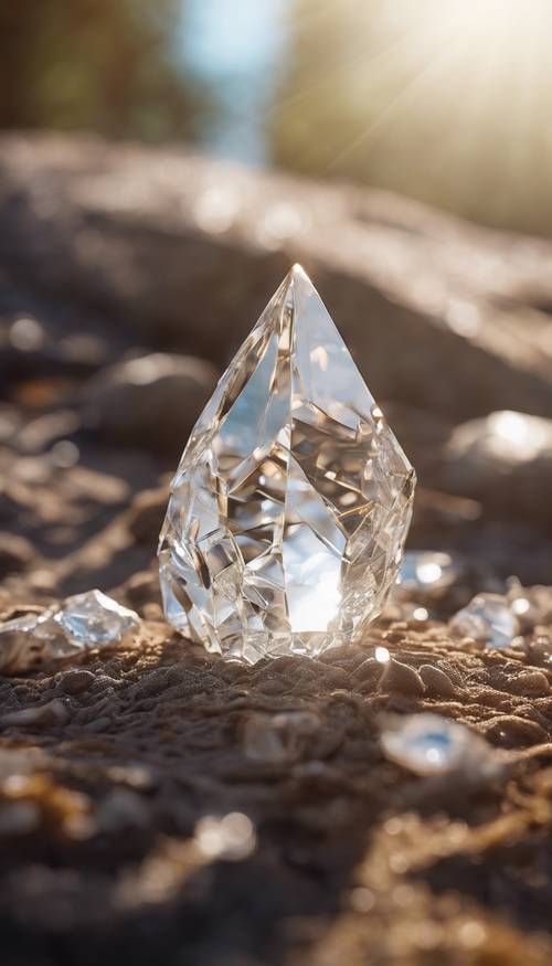 Öğle güneşinde parıldayan şık bir kristal.