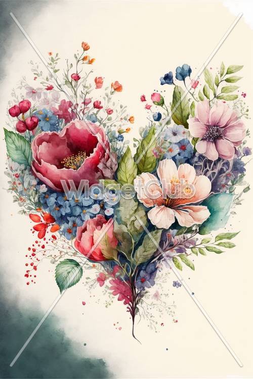 柔らかな水彩画のカラフルな花かわいい壁紙集