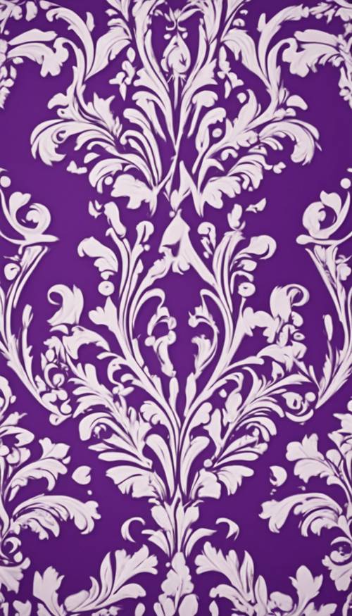 复杂的锦缎设计，带有旋涡状的紫色和白色特征，营造出富丽堂皇的美感。