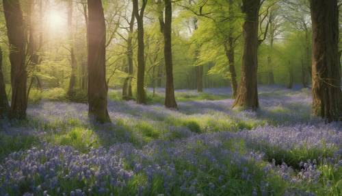 A countryside landscape brought alive by a blanket of bluebells