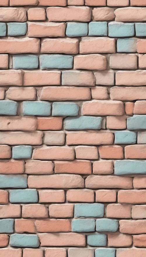 Pola dinding bata berwarna pastel yang mulus.