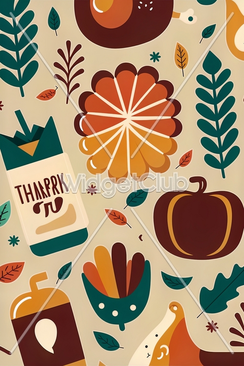 Colorful Thanksgiving Pattern Wallpaper[094b3407cbed4659bb41]