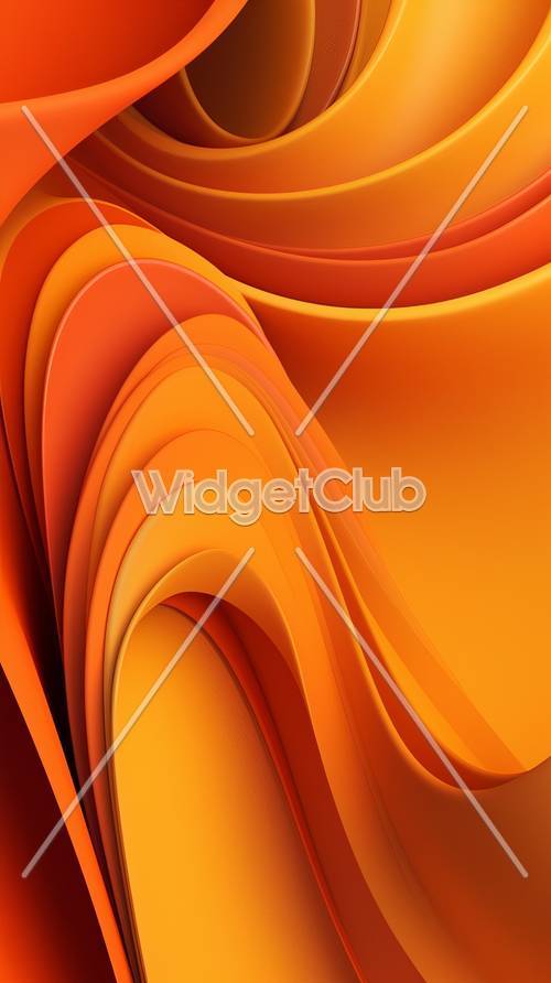 カラフルなオレンジ色の波の抽象アート