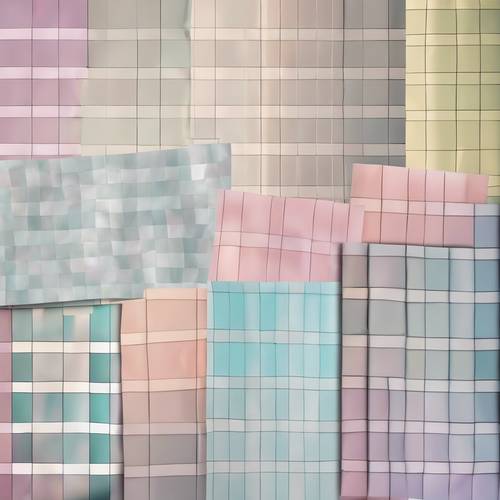 A grid view of various checkered digital design papers in different soothing pastel colors. Tapet [378d3acf756b44bd8393]
